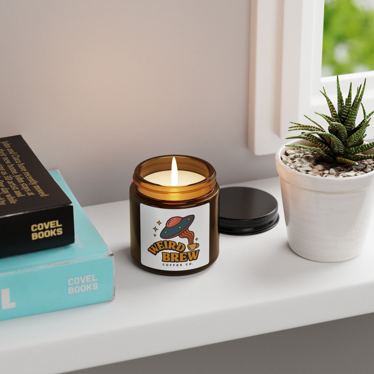 Weird Brew Scented Soy Candle - Multi-Size Amber Jar for Coffee Lovers