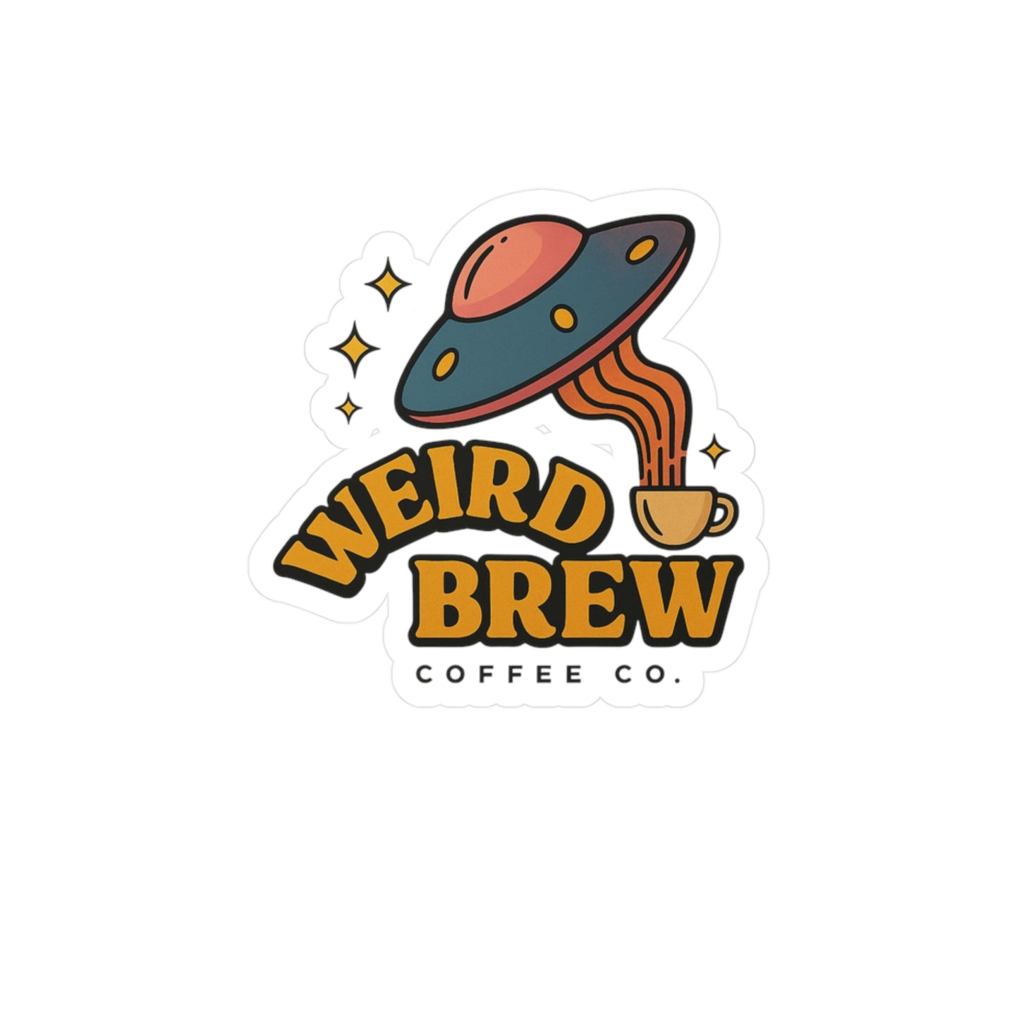 Weird Brew Coffee Co. Kiss-Cut Vinyl Decal - Quirky Coffee-Themed Sticker