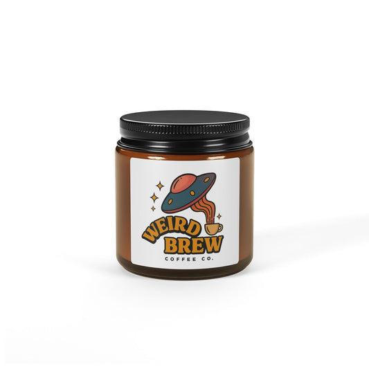 Weird Brew Scented Soy Candle - Multi-Size Amber Jar for Coffee Lovers