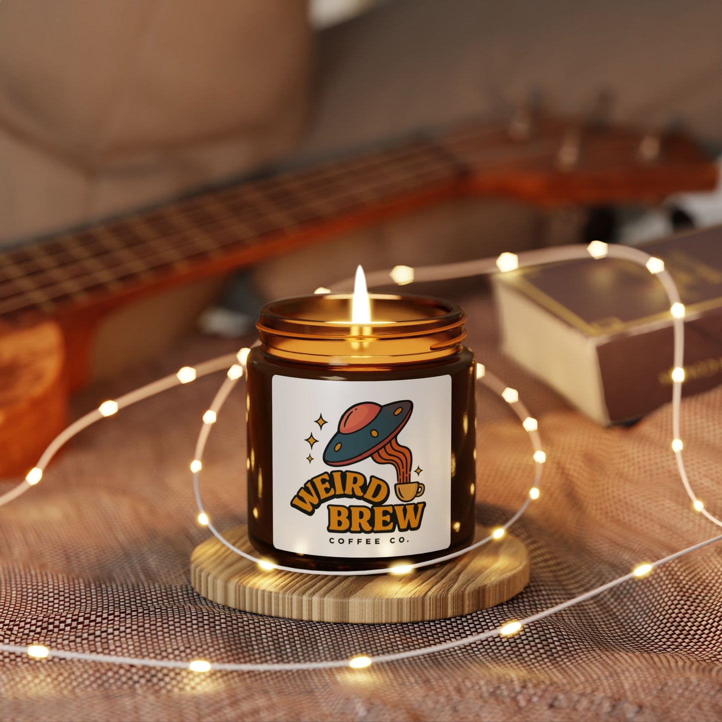Weird Brew Scented Soy Candle - Multi-Size Amber Jar for Coffee Lovers