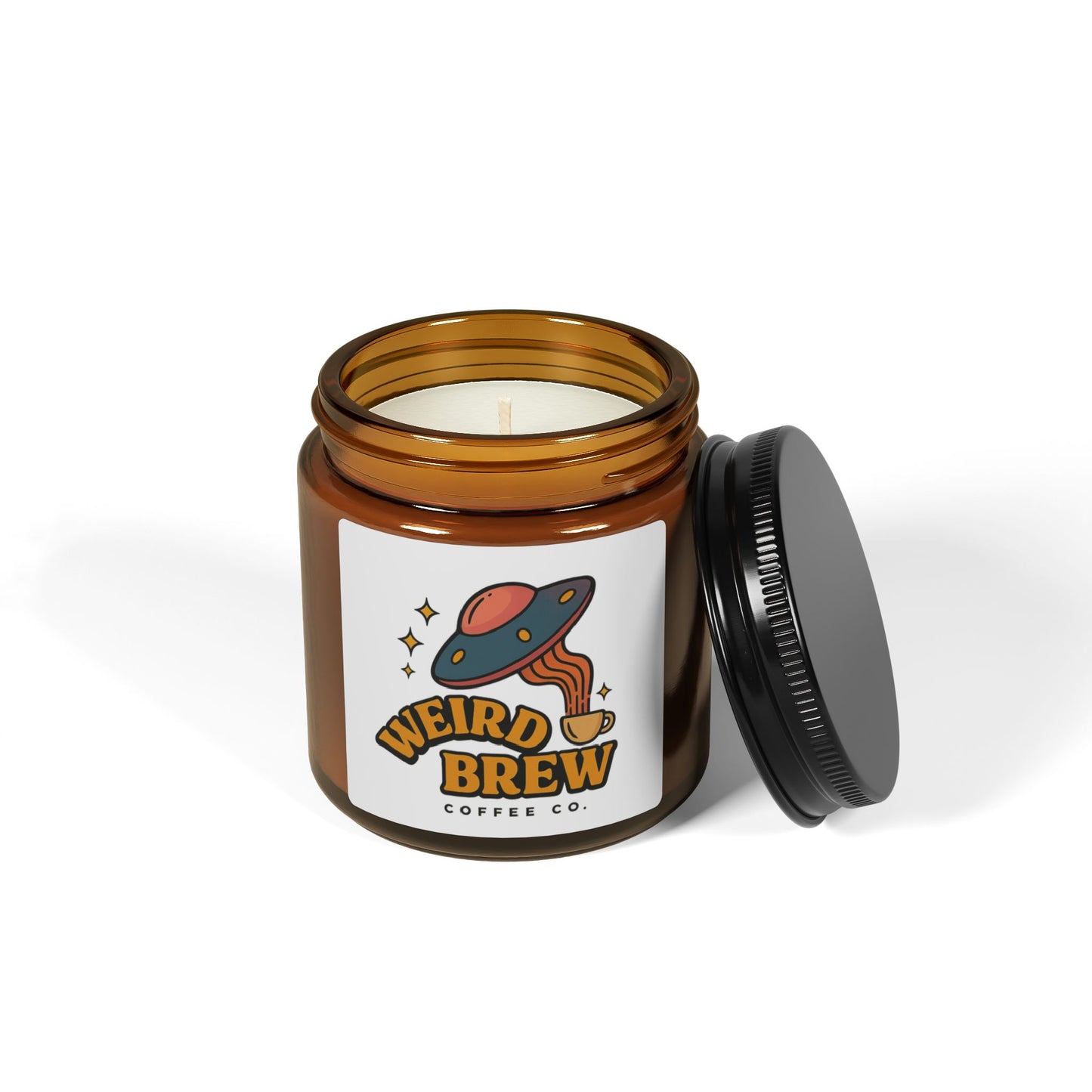 Weird Brew Scented Soy Candle - Multi-Size Amber Jar for Coffee Lovers